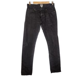 Tellason Jeans Men's 30 Black Faded Slim‎ Selvedge Button Fly